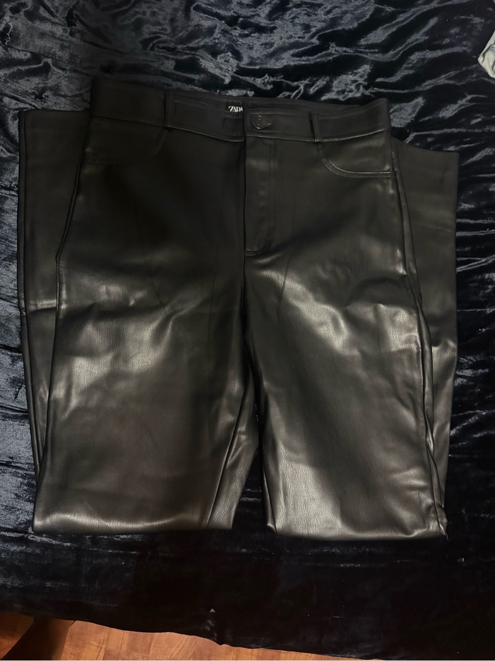 Zara Black Faux Leather Skinny Pants